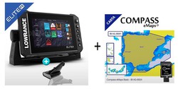 Lowrance Elite FS 7 mit HDI Transducer 50/200 kHz 455/800 kHz CHIRP + DownScan und Compass Iberia Basic Mapping