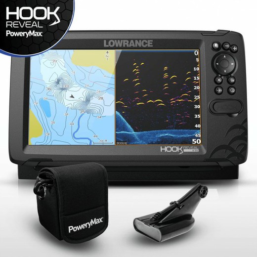 O GANCHO de Lowrance revela a ponta de prova do plotador de GPS de 9 HDI 50/200 PoweryMax