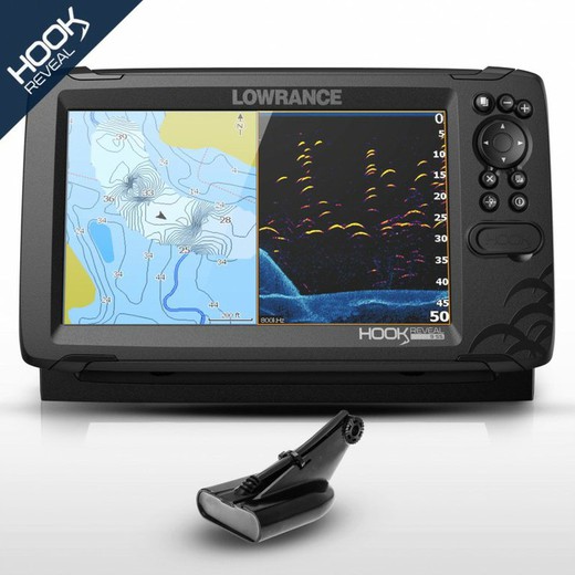 Το Lowrance HOOK αποκαλύπτει 9 HDI 50/200 / Downscan GPS Plotter Probe