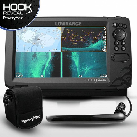 O GANCHO de Lowrance revela 9 pontas de prova prontas do plotador de GPS Tripleshot PoweryMax