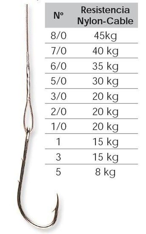 Mustad 92247 Hakenmontiertes Stahlkabel