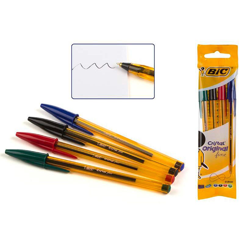 Comprar Bolígrafos de Colores Cristal Fine Punta Fina Pack de 4 BIC · BIC ·  Hipercor