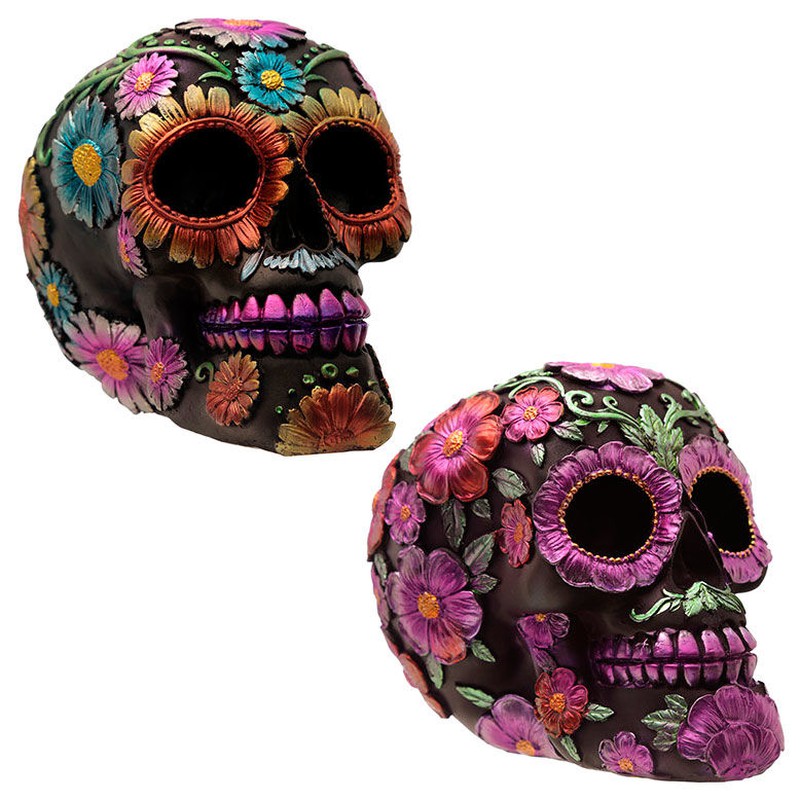 Figura Calavera Calavera Decorativa Mexicana Día de los Muertos Floral